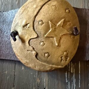 Gold Moon and Star Leather Bracelet